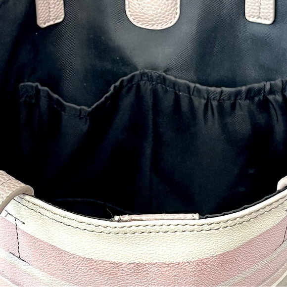 Elliot Lucca Faux Leather Tote Bag Coastal Aria Stripe Large  Effortlessly Sleek - Picture 6 of 7